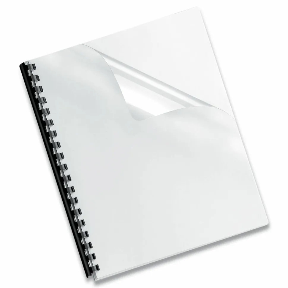Fellowes Crystals Clear Pre-Punched Binding Covers, 11-5/16" x 8-13/16" x 1/8", Clear, Total Qty 100