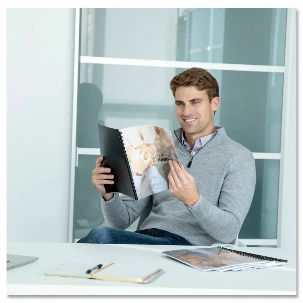Fellowes Crystals Clear Pre-Punched Binding Covers, 11-5/16" x 8-13/16" x 1/8", Clear, Total Qty 100