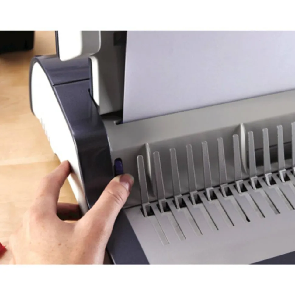 Fellowes E 500 Electric Comb Binding Machine With Starter Kit, Silver/Black