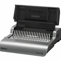 Fellowes E 500 Electric Comb Binding Machine With Starter Kit, Silver/Black