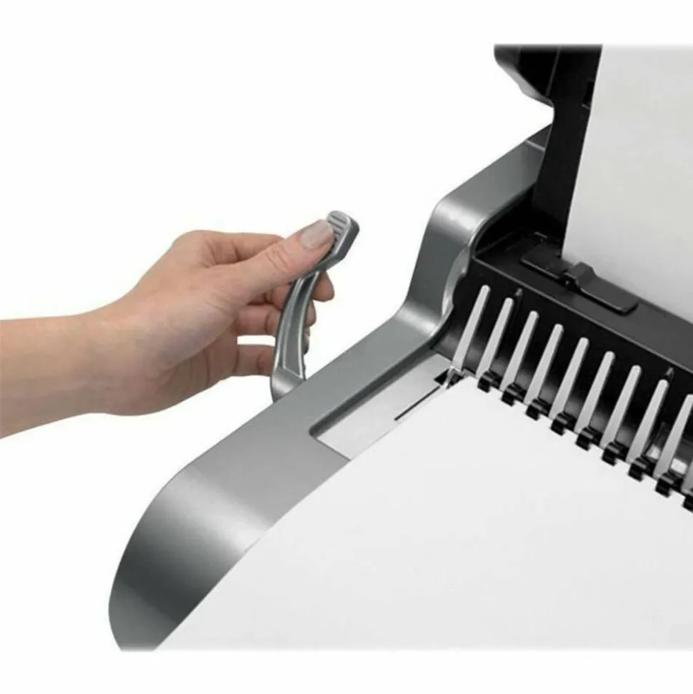 Fellowes E 500 Electric Comb Binding Machine With Starter Kit, Silver/Black