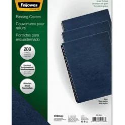 Fellowes Expressions Classic Grain Texture Presentation Covers for Binding Systems, Paper, Round Corners, 11.25 x 8.75, Navy, 200/Pack