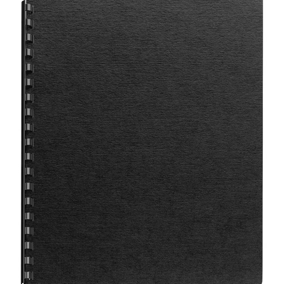 Fellowes Futura Presentation Covers for Binding Systems, Plastic, Round Corners, 11.25 x 8.75, Matte Black, 25/Pack
