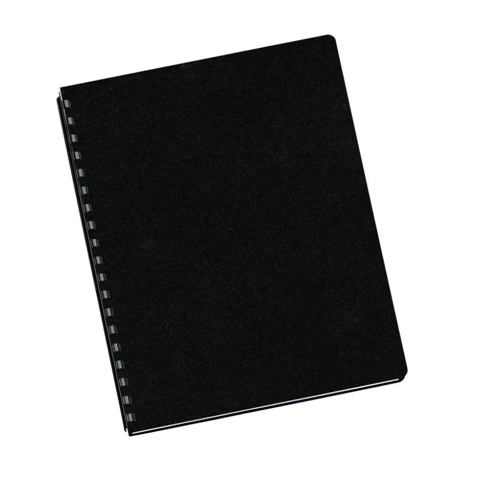 Fellowes Futura Presentation Covers for Binding Systems, Plastic, Round Corners, 11.25 x 8.75, Matte Black, 25/Pack