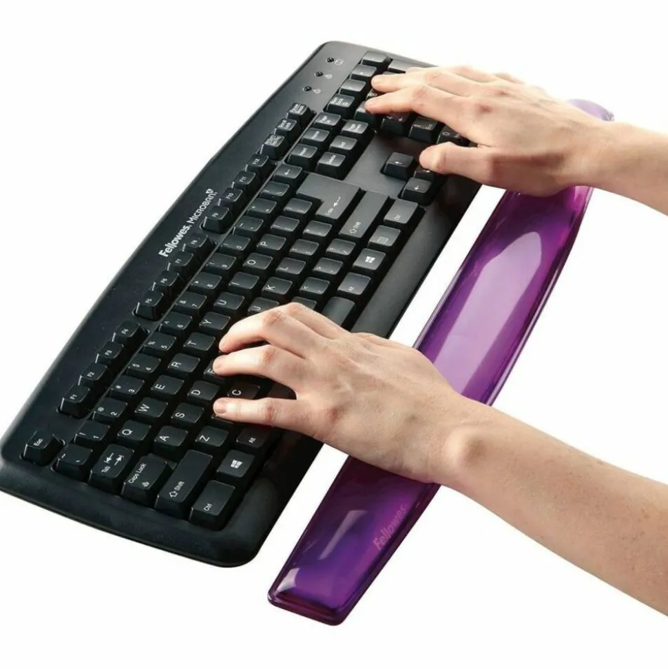 Fellowes Gel Crystals Keyboard Wrist Rest, 18.5 x 2.25, Purple