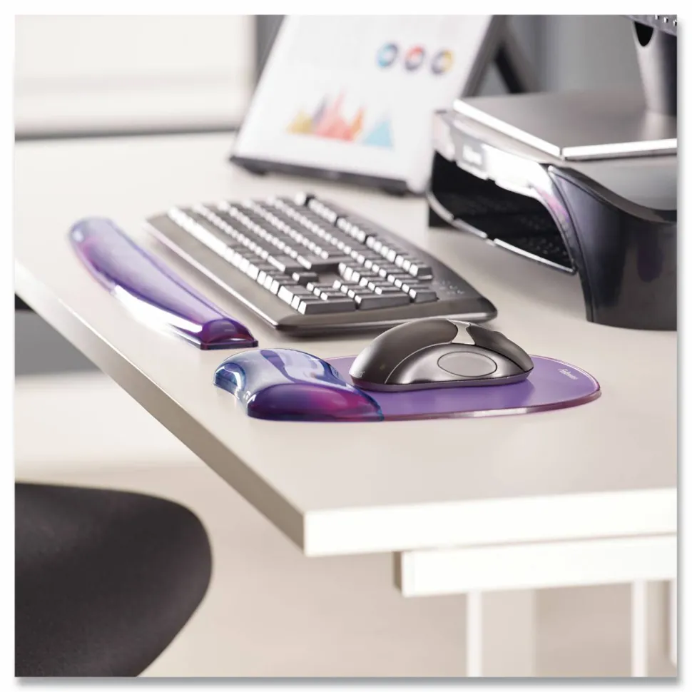 Fellowes Gel Crystals Keyboard Wrist Rest, 18.5 x 2.25, Purple