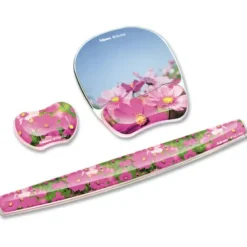 Fellowes Gel Mouse Pad With Wrist Rest, Pink Flowers