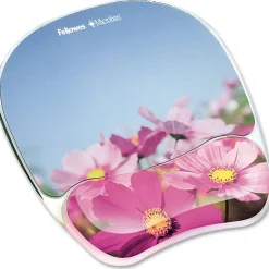Fellowes Gel Mouse Pad With Wrist Rest, Pink Flowers