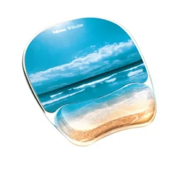 Fellowes Gel Mouse Pad With Wrist Rest, Sandy Beach