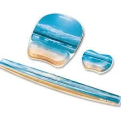 Fellowes Gel Mouse Pad With Wrist Rest, Sandy Beach