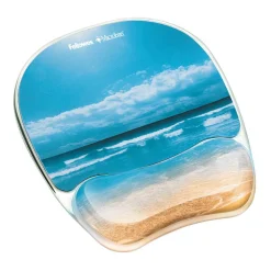 Fellowes Gel Mouse Pad With Wrist Rest, Sandy Beach
