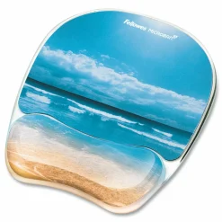 Fellowes Gel Mouse Pad With Wrist Rest, Sandy Beach