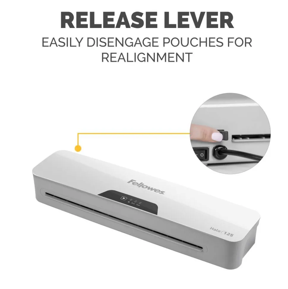 Fellowes Halo 125 Thermal Laminator With 25 ImageLast Pouches, 12-1/2" Width, White
