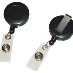 Fellowes Horizontal ID Badge Belt Clips, 4 1/2" x 1 1/4", Black, Pack Of 25