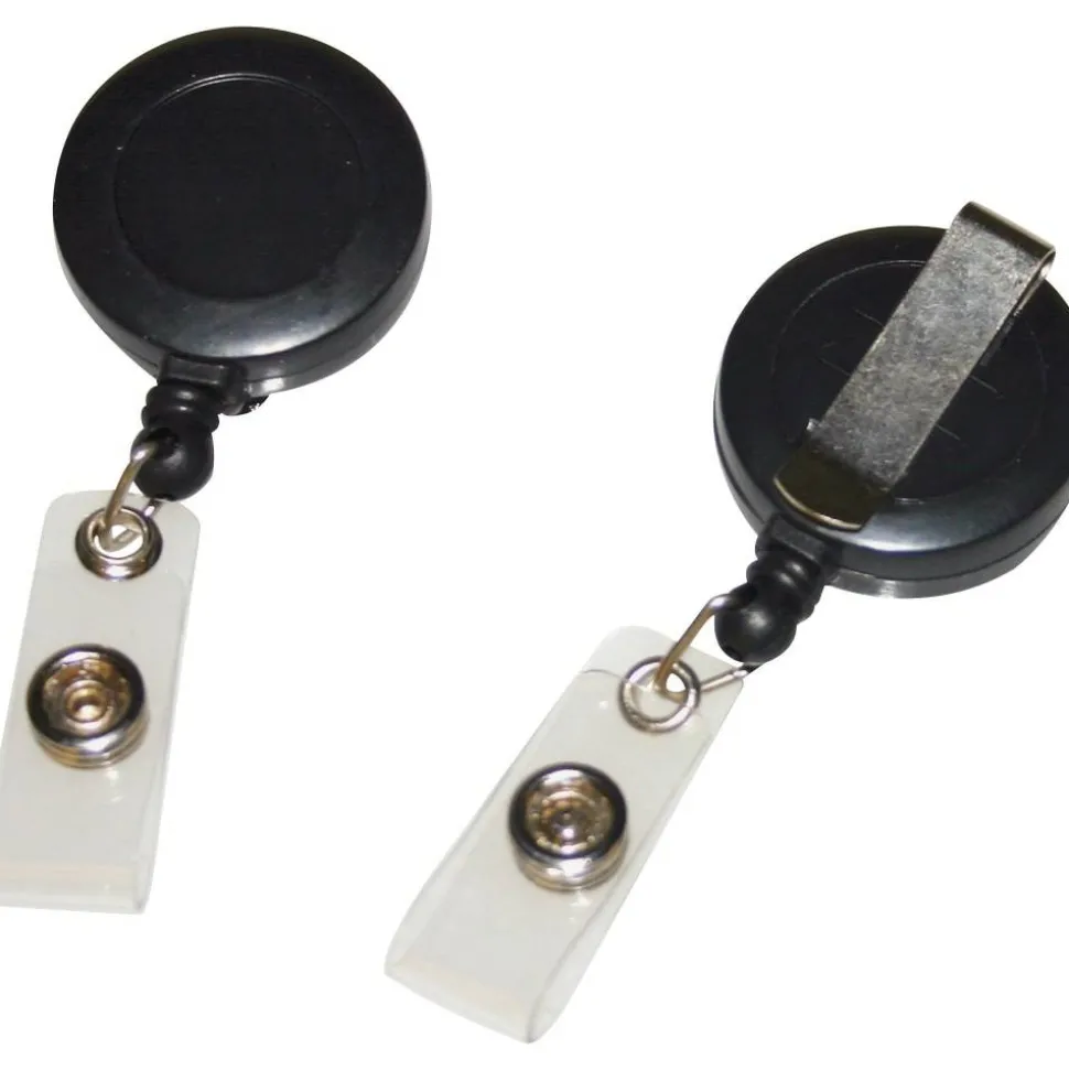 Fellowes Horizontal ID Badge Belt Clips, 4 1/2" x 1 1/4", Black, Pack Of 25