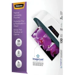 Fellowes ImageLast Laminating Pouches, UV Protection, Glossy, 3 Mil, Letter, Pack of 100