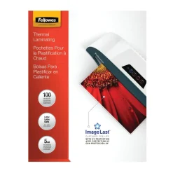 Fellowes ImageLast Laminating Pouches, UV Protection, 9" x 11 1/2", 5 Mil, Glossy, Pack Of 100