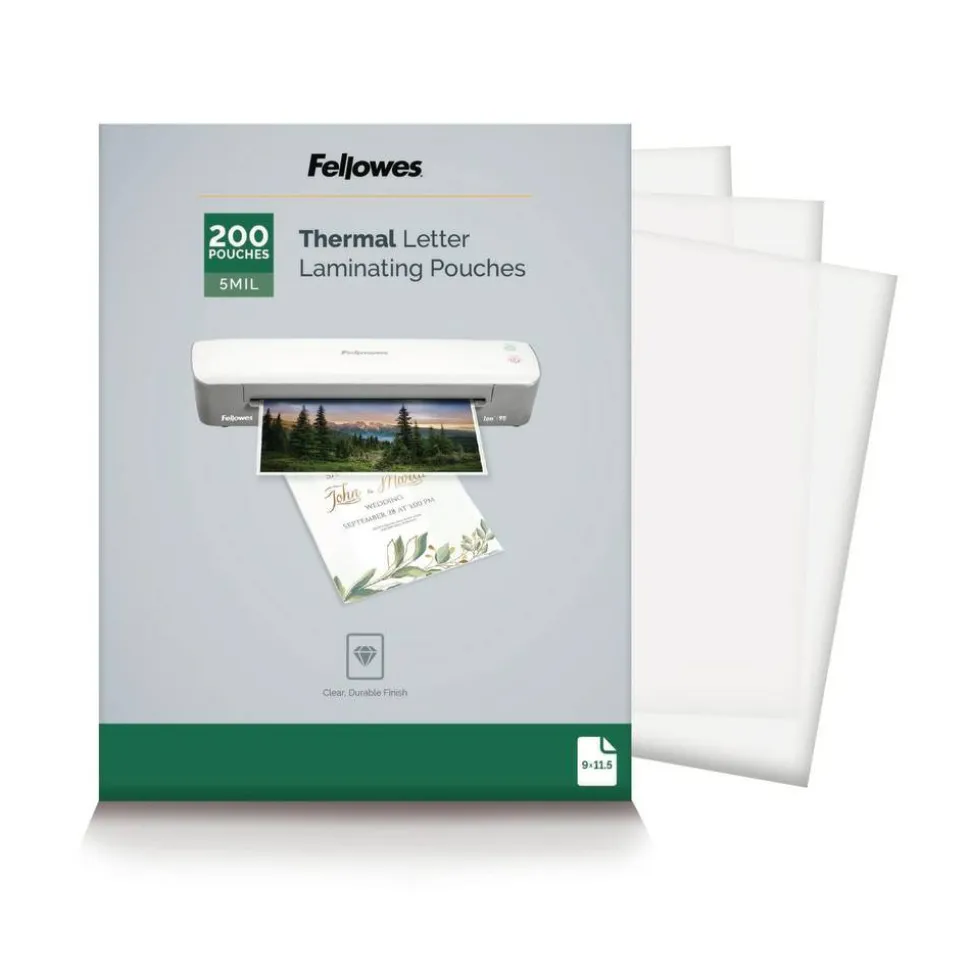 Fellowes Laminating Pouches, Letter, 5 mil, 11 1/2" x 9", Clear, Pack Of 200