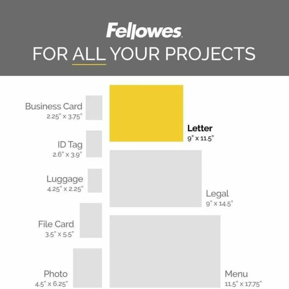 Fellowes Laminating Pouches, Glossy, 5 mil Thick, Clear, Pack Of 150