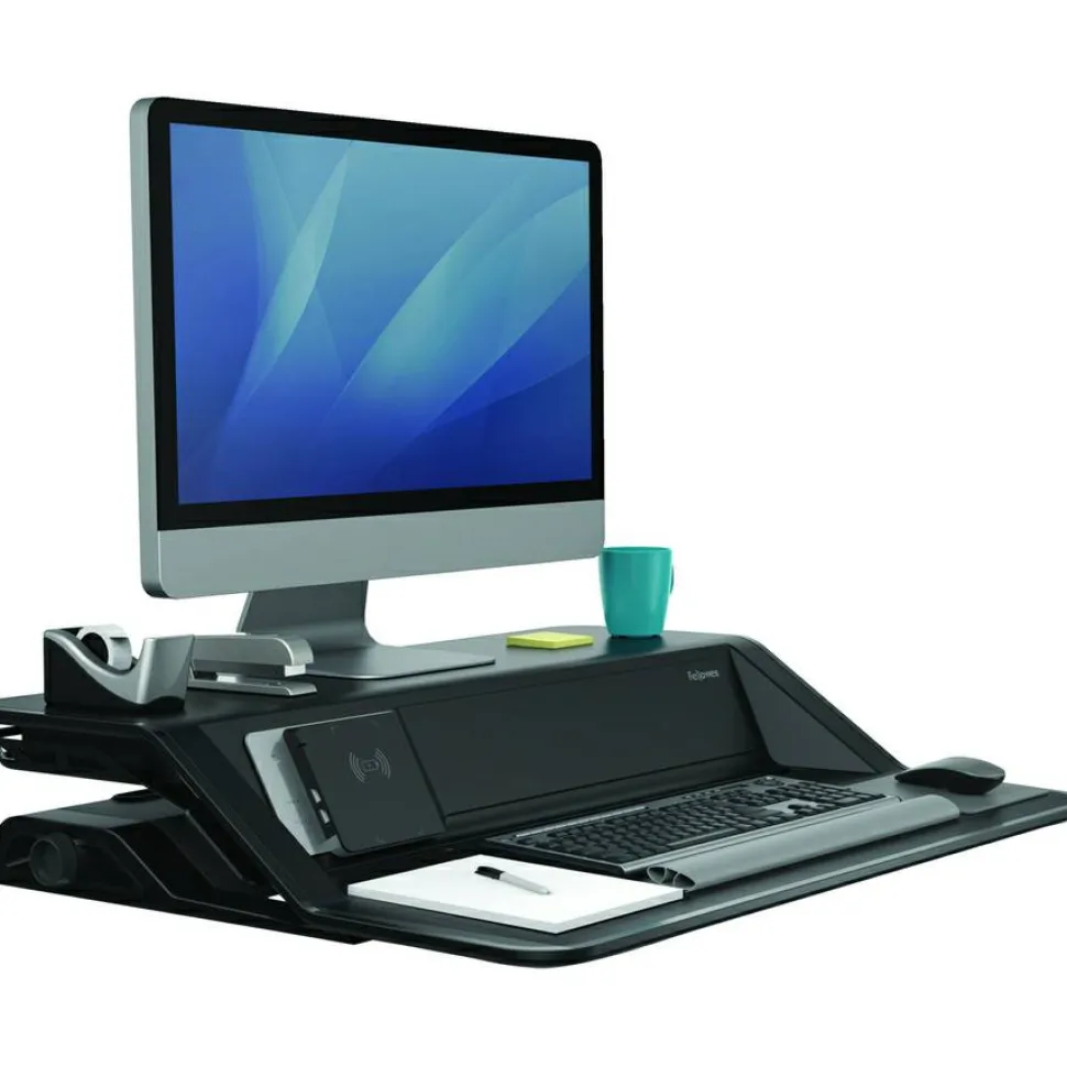 Fellowes Lotus DX Adjustable Sit-Stand Workstation, Black