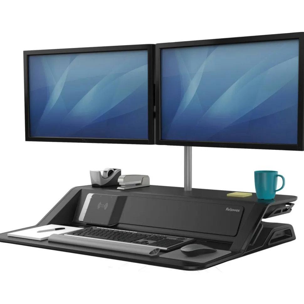 Fellowes Lotus DX Adjustable Sit-Stand Workstation, Black