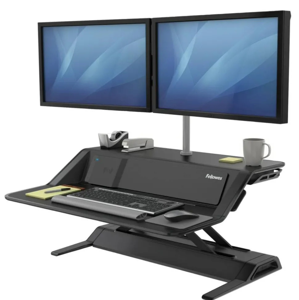 Fellowes Lotus DX Adjustable Sit-Stand Workstation, Black