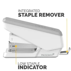 Fellowes LX840 EasyPress Half Strip Stapler with Antimicrobial Protection, 25-Sheet Capacity, White