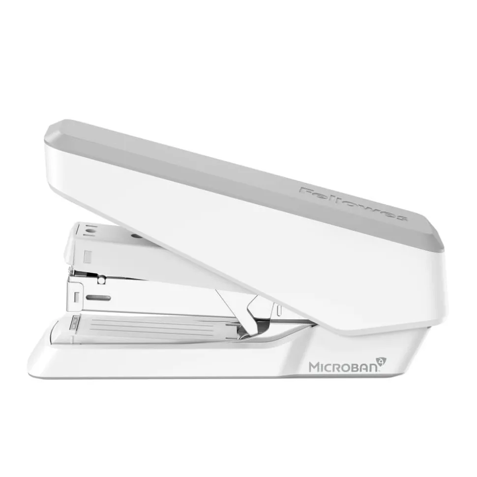 Fellowes LX870 EasyPress Stapler with Antimicrobial Protection, 40-Sheet Capacity, Gray/White