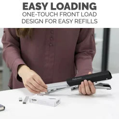 Fellowes LX890 Handheld Plier Stapler with Antimicrobial Protection, 40-Sheet Capacity, 0.25"/0.31" Staples, Black/White