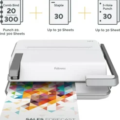 Fellowes Lyra 3-in-1 Manual Binding Center, 300-Sheet Capacity, 6.03