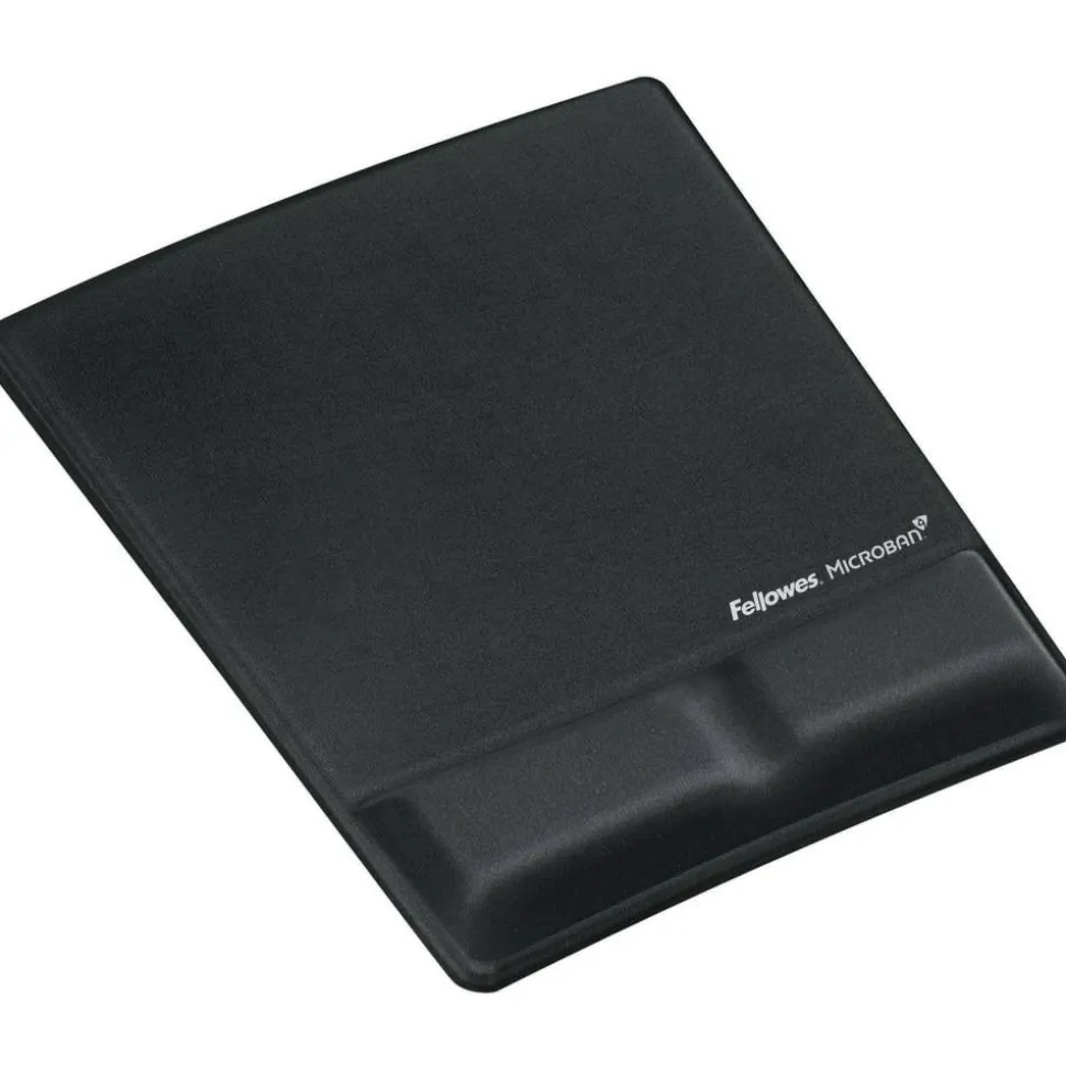 Fellowes Mouse Pad / Wrist Support with Microban Protection - 0.9" x 8.3" x 9.9" Dimension - Black - Memory Foam, Jersey Cover
