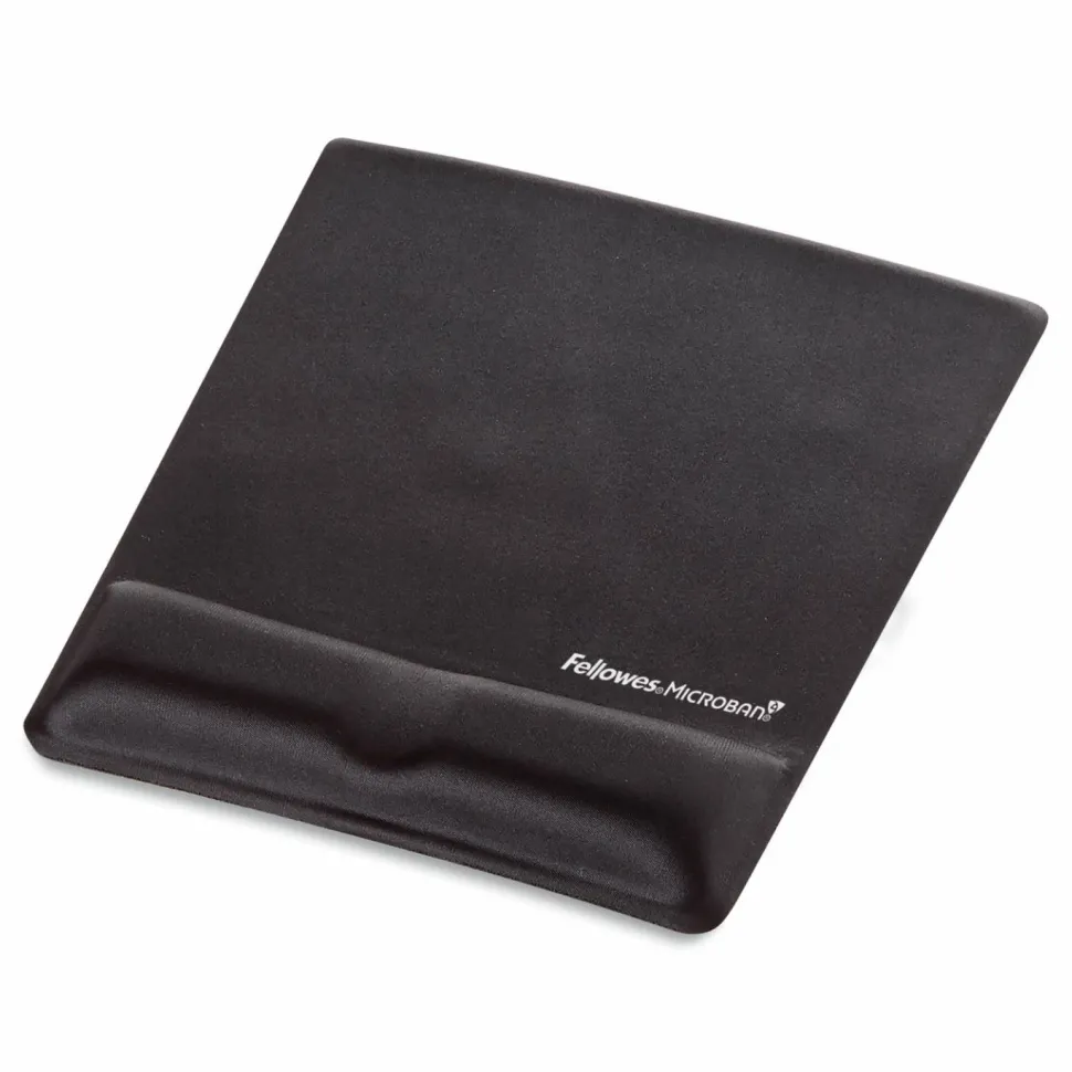 Fellowes Mouse Pad / Wrist Support with Microban Protection - 0.9" x 8.3" x 9.9" Dimension - Black - Memory Foam, Jersey Cover