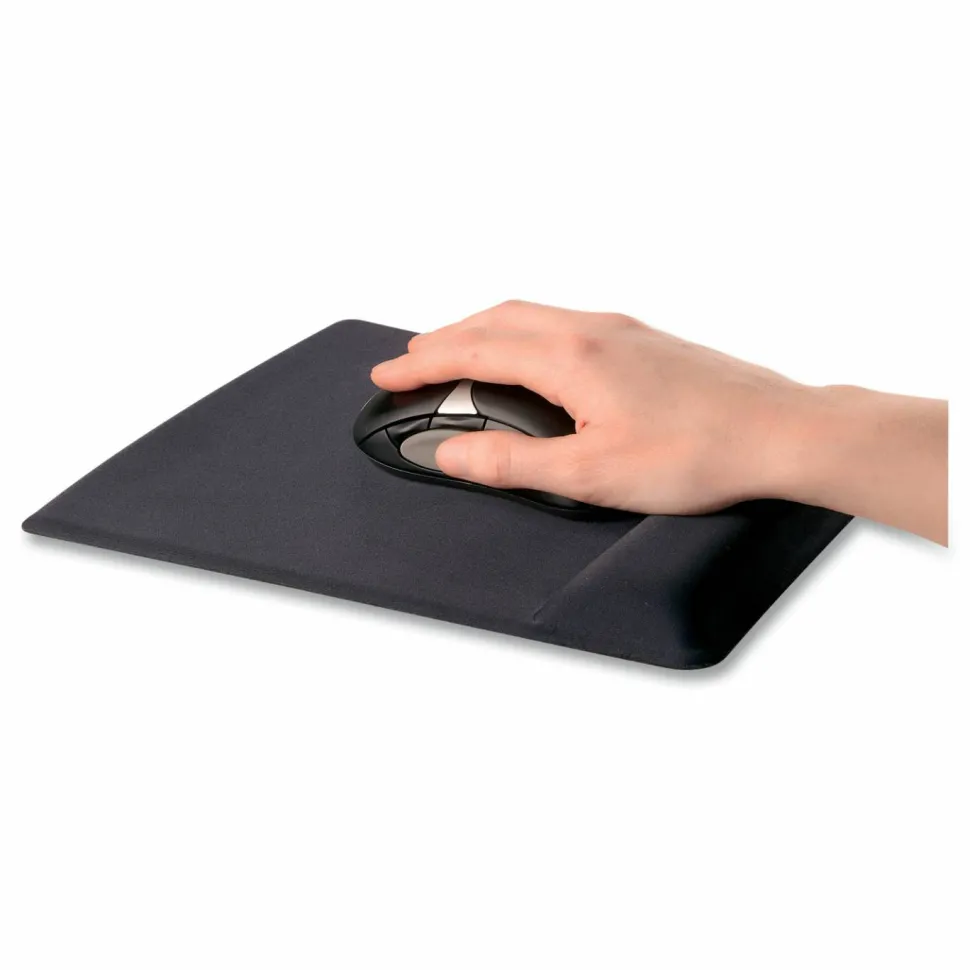 Fellowes Mouse Pad / Wrist Support with Microban Protection - 0.9" x 8.3" x 9.9" Dimension - Black - Memory Foam, Jersey Cover