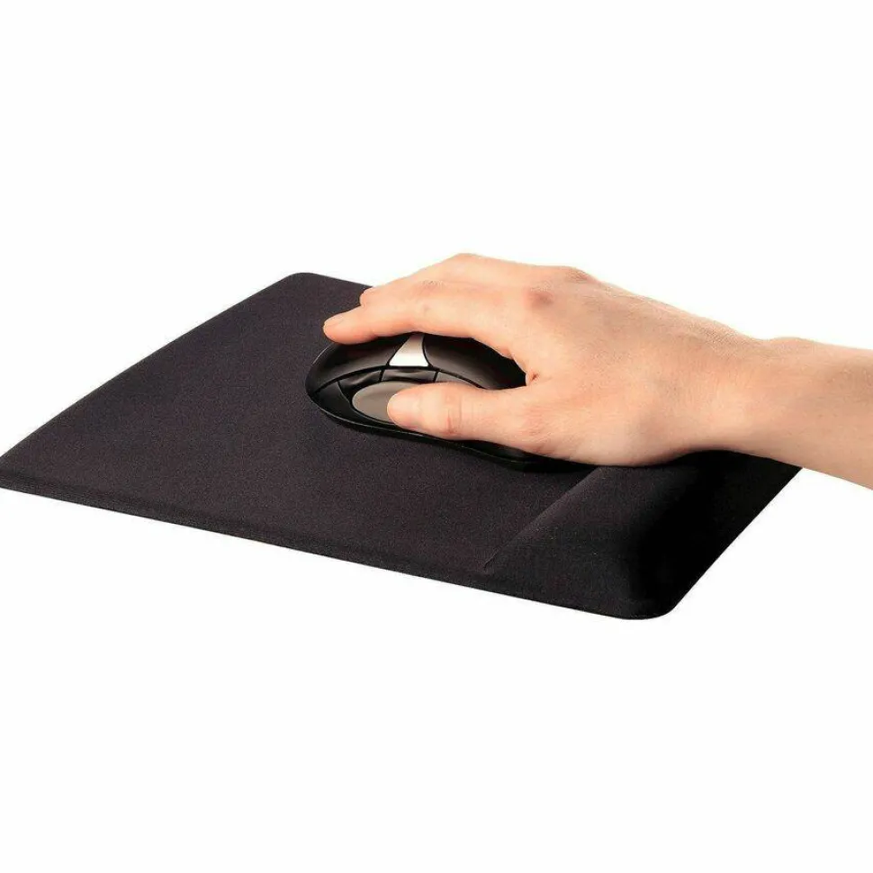 Fellowes Mouse Pad / Wrist Support with Microban Protection - 0.9" x 8.3" x 9.9" Dimension - Black - Memory Foam, Jersey Cover