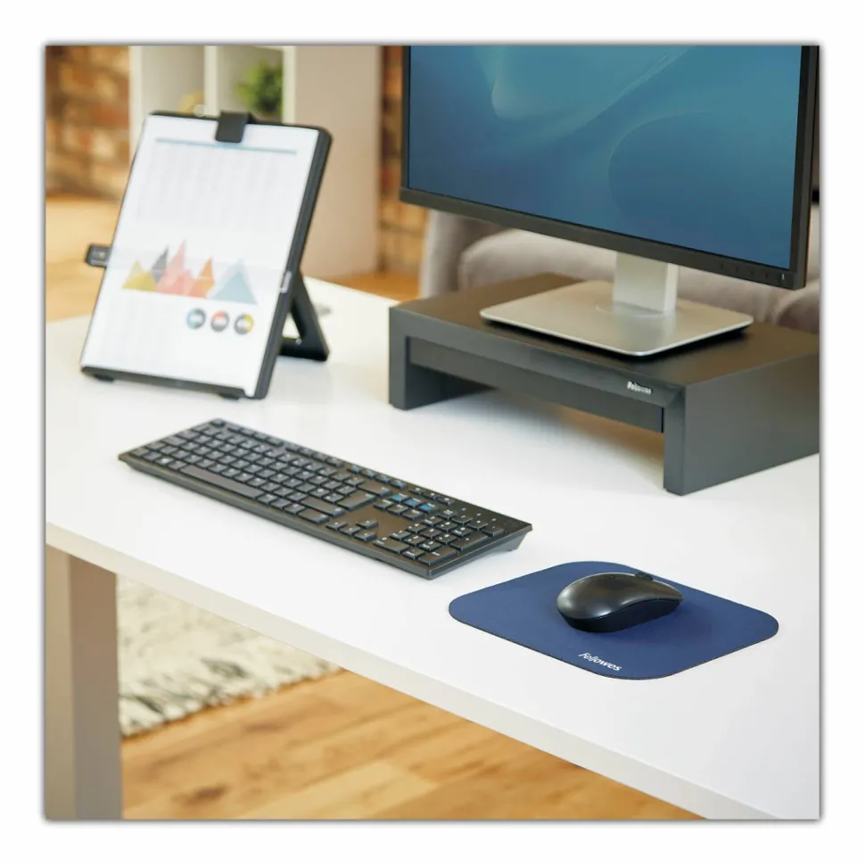 Fellowes Mouse Pad, 8"x9", Blue,1 Each