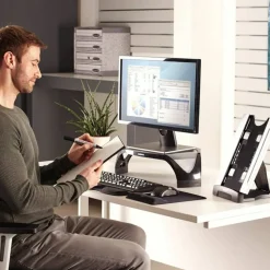 Fellowes Office Suites Desktop Copyholder With Memo Board, Black/Silver