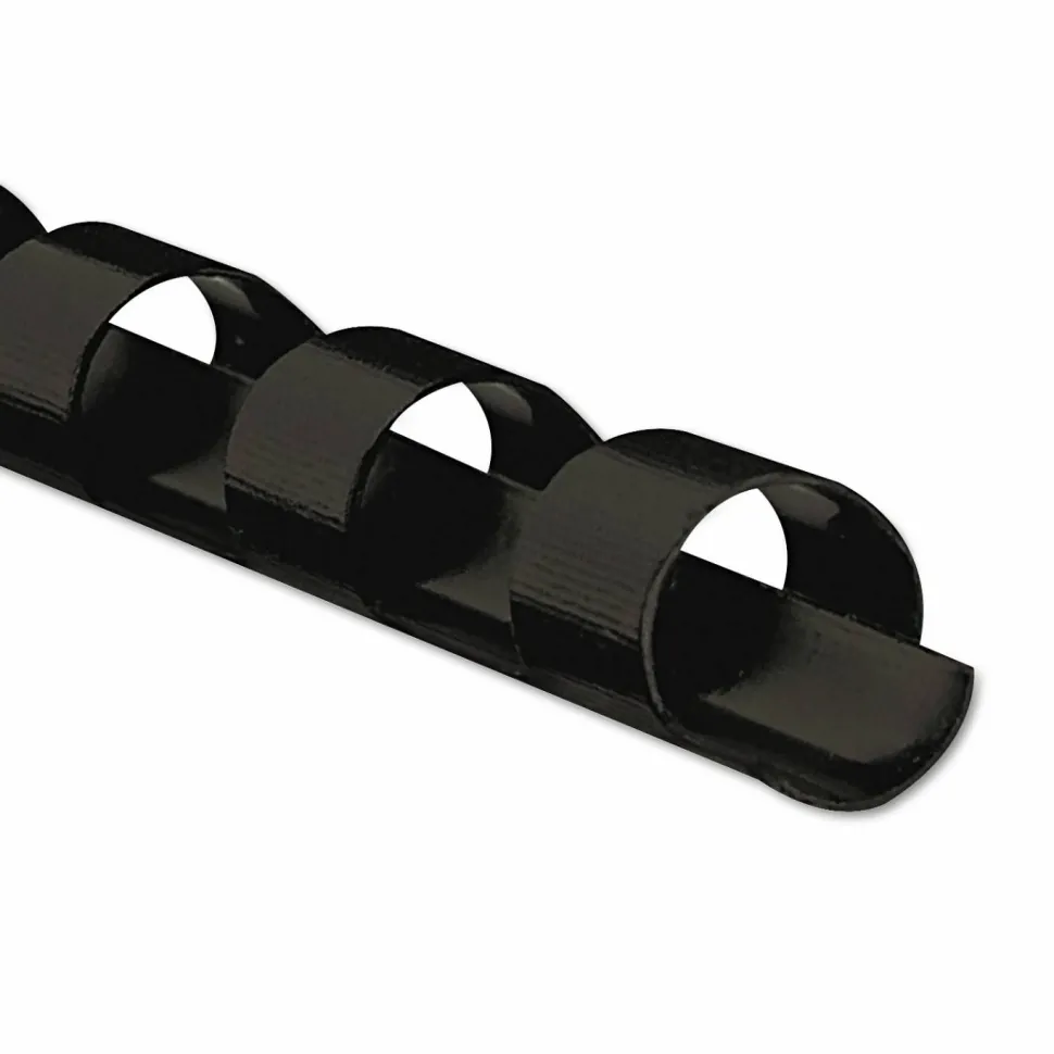 Fellowes Plastic Comb Bindings for 11 x 8.5 Documents, 19 Rings, 0.25" (20-Sheet) Capacity, Black, 25/Pack