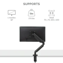 Fellowes Platinum Series Single-Monitor Arm For Monitors Up To 40", 17 1/4"H x 4 1/2"W x 18 9/16"D, Black, 8043301