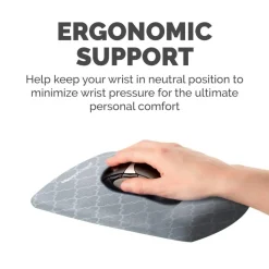 Fellowes PlushTouch Microban Mouse Pad With FoamFusion Wrist Rest, Lattice Pattern, Gray/White