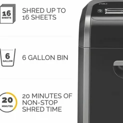 Fellowes Powershred 79Ci 100% Jam-Proof 16-Sheet Cross-Cut Paper Shredder with SafeSence, Black/Silver