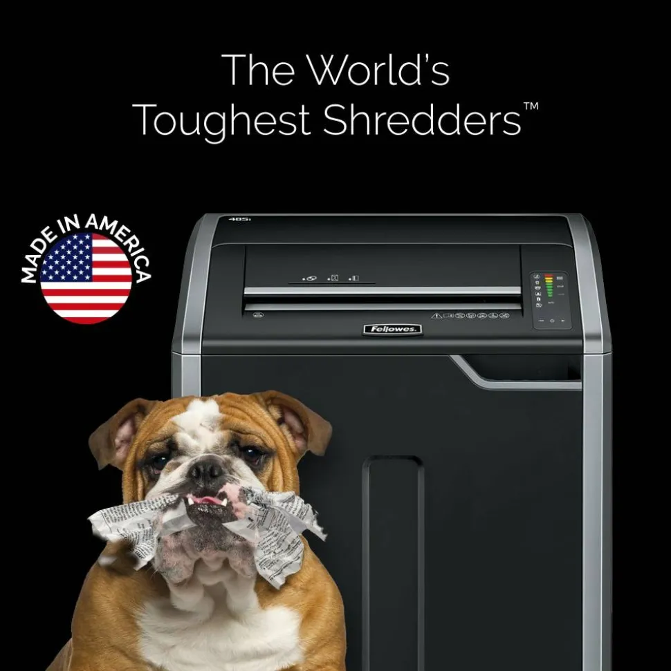 Fellowes Powershred 485i 100% Jam Proof BAA Compliant 38-Sheet Continuous Duty Strip-Cut Shredder