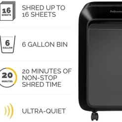 Fellowes Powershred LX180 Cross-Cut Shredder, 16 Manual Sheet Capacity