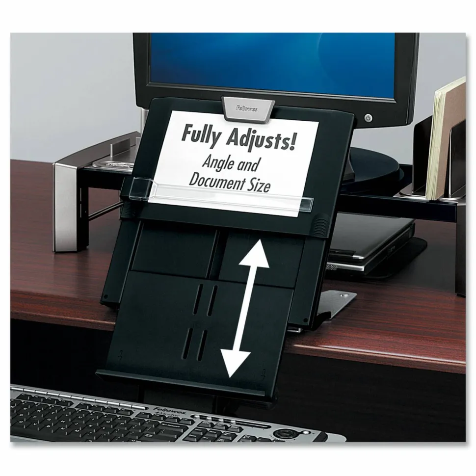 Fellowes Professional Series In-Line Document Holder, 7" x 12", Black/Silver