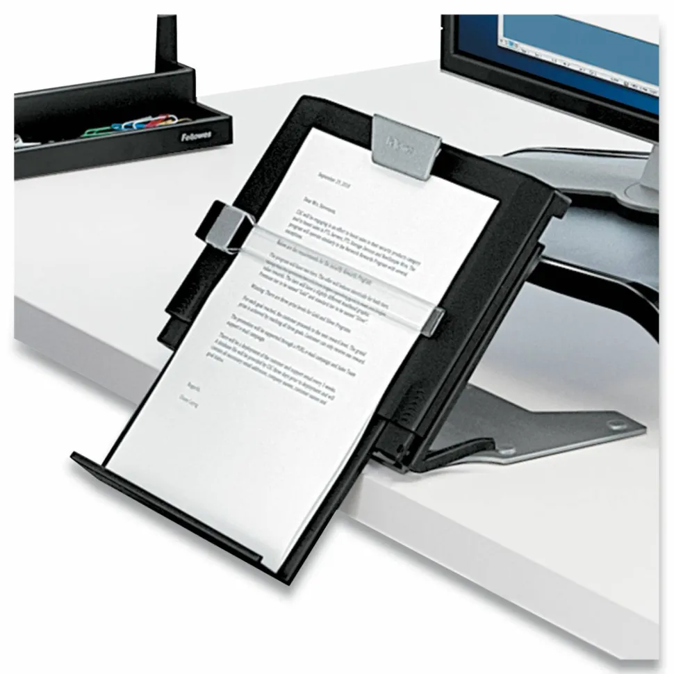 Fellowes Professional Series In-Line Document Holder, 7" x 12", Black/Silver