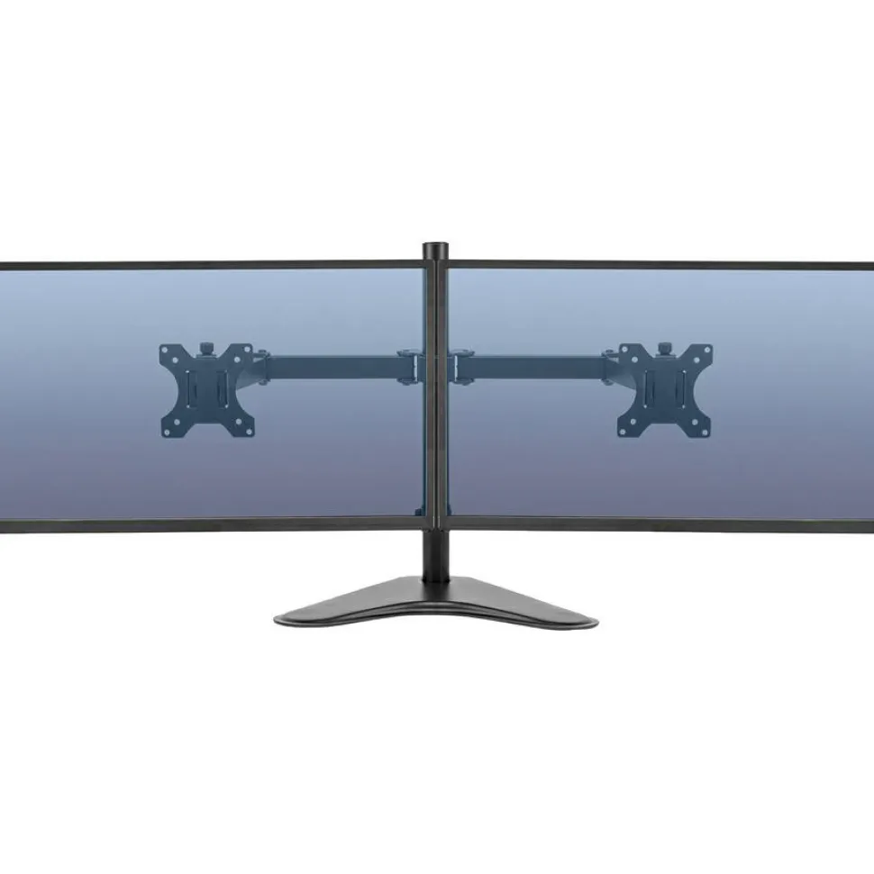 Fellowes Professional Series Freestanding Dual Horizontal Arm For Monitors Up To 30", 19 1/2"H x 35"W x 11"D, Black, 8043701