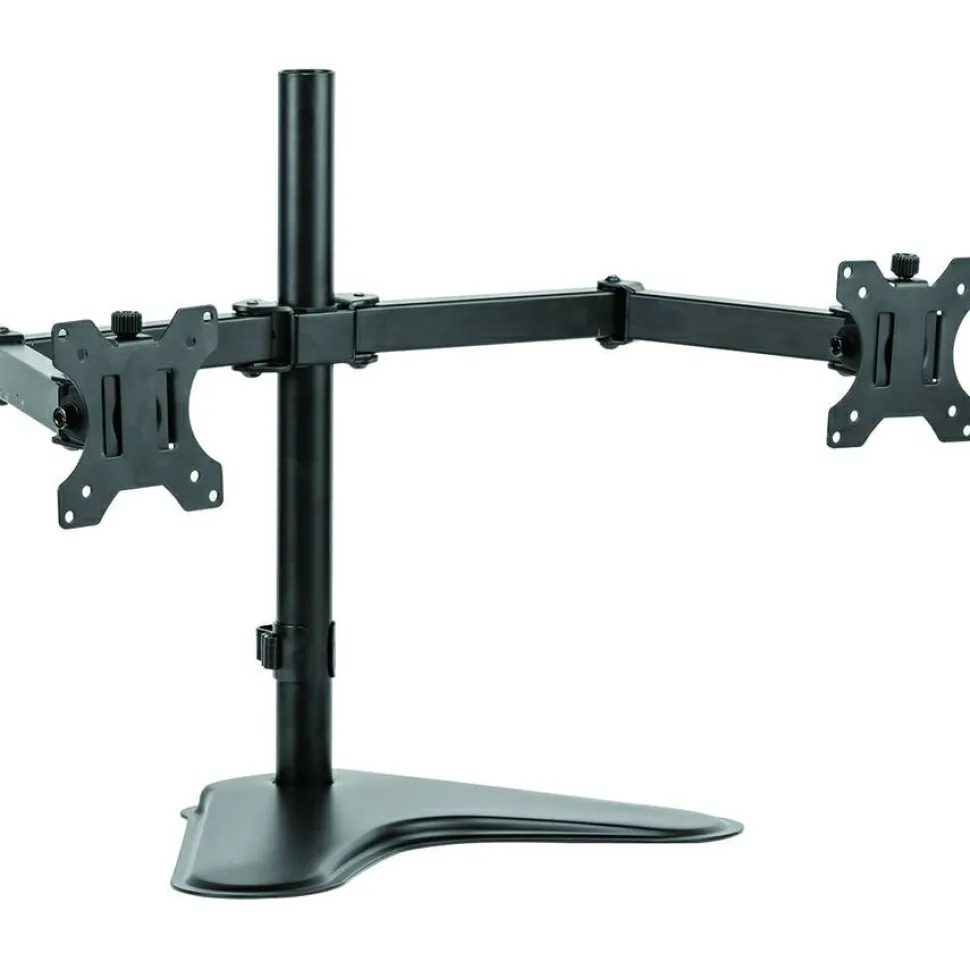 Fellowes Professional Series Freestanding Dual Horizontal Arm For Monitors Up To 30", 19 1/2"H x 35"W x 11"D, Black, 8043701