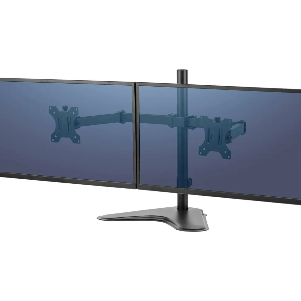 Fellowes Professional Series Freestanding Dual Horizontal Arm For Monitors Up To 30", 19 1/2"H x 35"W x 11"D, Black, 8043701