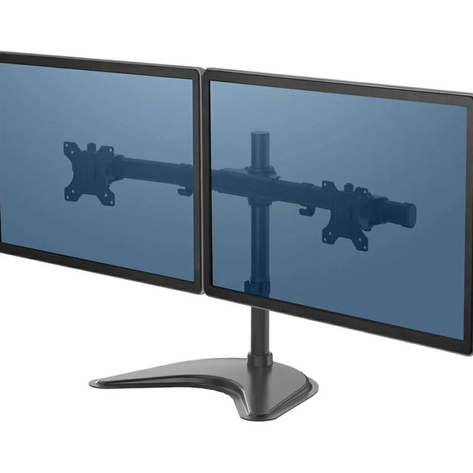 Fellowes Professional Series Freestanding Dual Horizontal Arm For Monitors Up To 30", 19 1/2"H x 35"W x 11"D, Black, 8043701