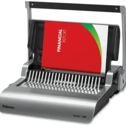 Fellowes Quasar+ 500 Manual Comb Binding Machine, 500 Sheet Capacity, 5.13" x 18.13" x 15.38", Blue
