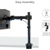 Fellowes Reflex Series Adjustable Monitor Arm for Desk, Supports 32-Inch Monitors, Ergonomic Single Monitor Stand with VESA Mount, Easy Setup with Grommet or Clamp
